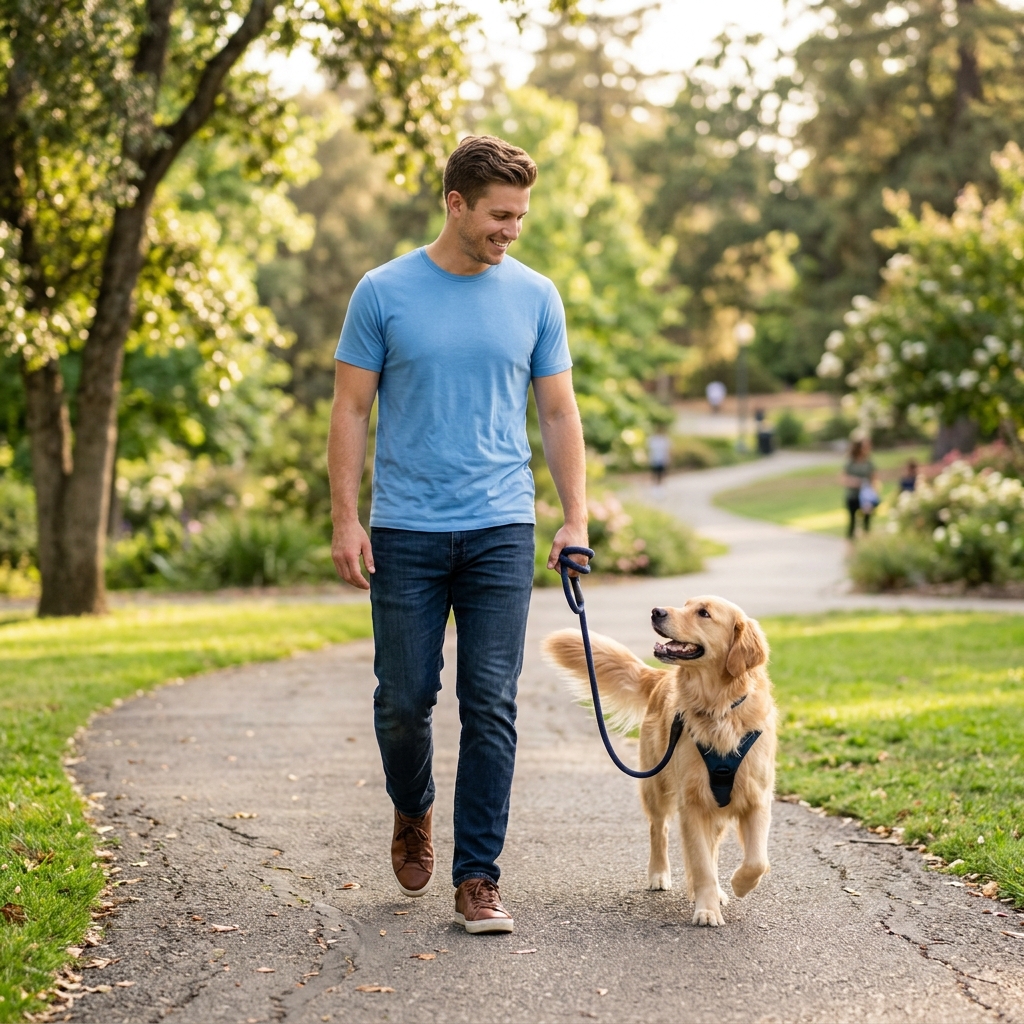 Walker with golden retriever